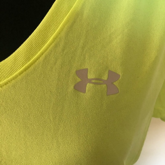 Under Armour V-Neck Neon Yellow T-Shirt! - Picture 3 of 4